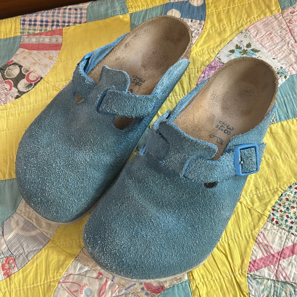 Blue Suede Wide Birkenstocks